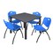 Kee Kee Square Table & Chair Set, Wood, Metal, Plastic Top, Grey TB4848GYBPBK47BE - alternate 1